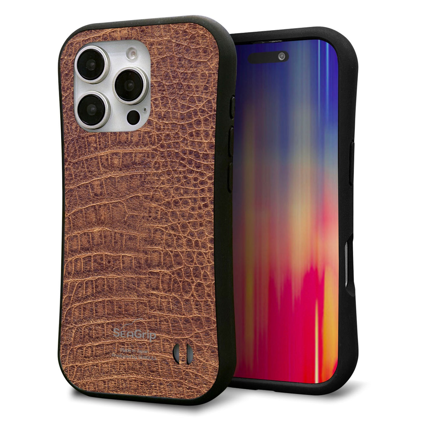 iPhone16 Pro スマホケース 「SEA Grip」 グリップケース Sライン 【463 クロコダイル】 UV印刷