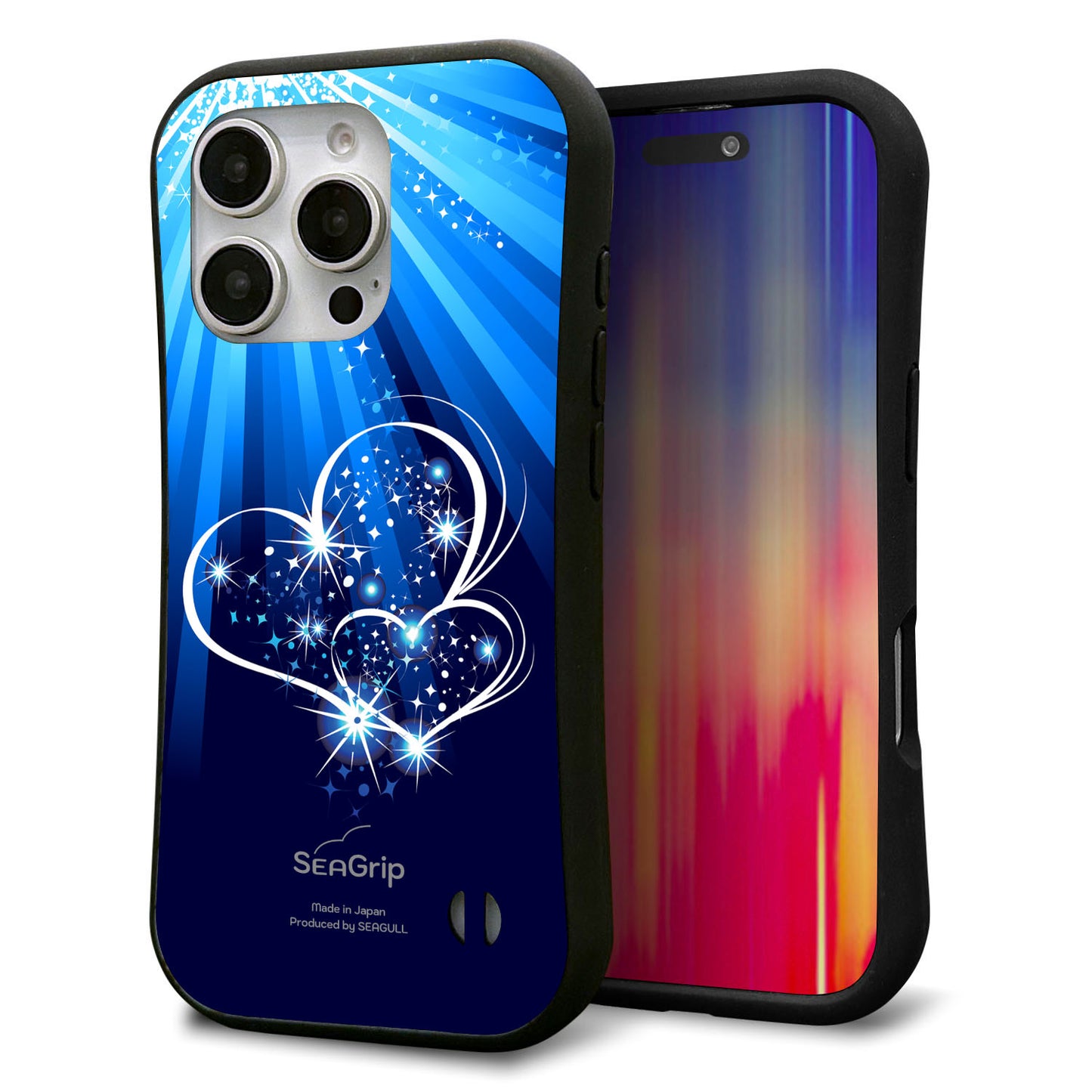 iPhone16 Pro スマホケース 「SEA Grip」 グリップケース Sライン 【702 スイミングハート】 UV印刷