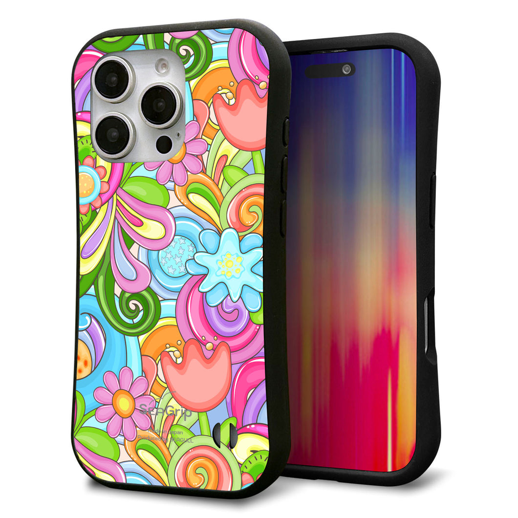 iPhone16 Pro スマホケース 「SEA Grip」 グリップケース Sライン 【713 ミラクルフラワー】 UV印刷