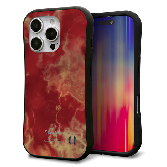 iPhone16 Pro スマホケース 「SEA Grip」 グリップケース Sライン 【KM870 大理石RD】 UV印刷