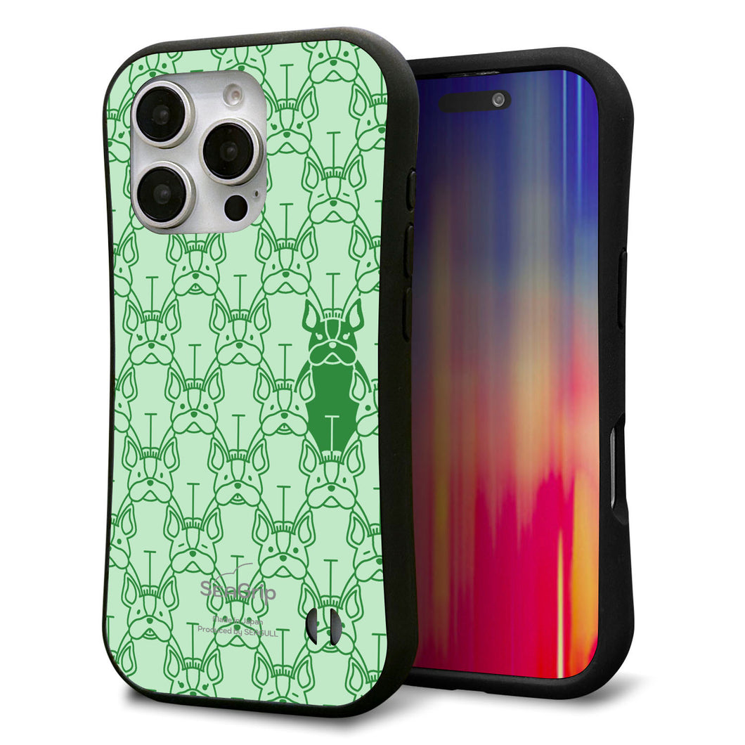 iPhone16 Pro スマホケース 「SEA Grip」 グリップケース Sライン 【MA916 パターン ドッグ】 UV印刷