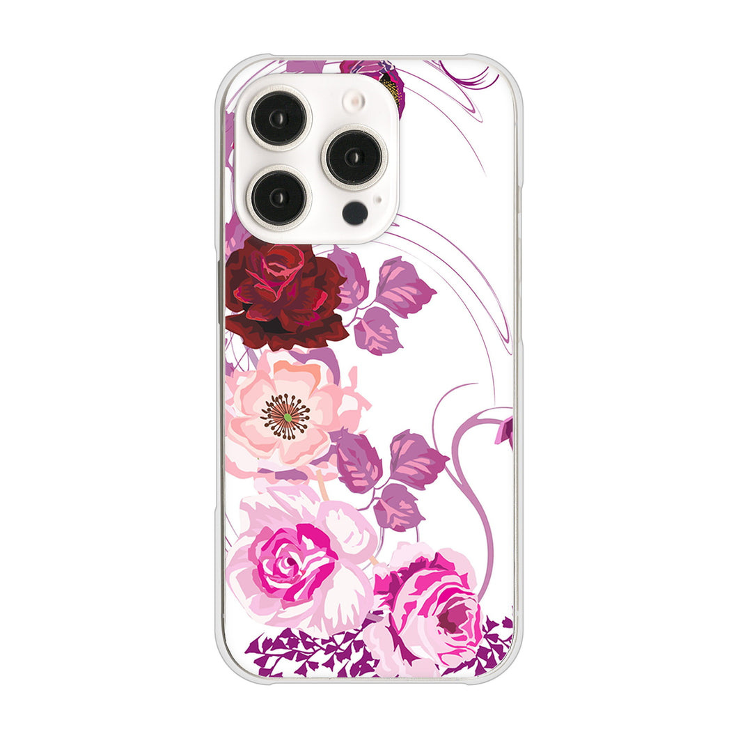 iPhone16 Pro 高画質仕上げ 背面印刷 ハードケースロマンチックなバラ