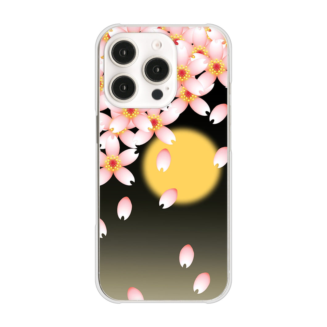 iPhone16 Pro 高画質仕上げ 背面印刷 ハードケース 【136 満月と夜桜】