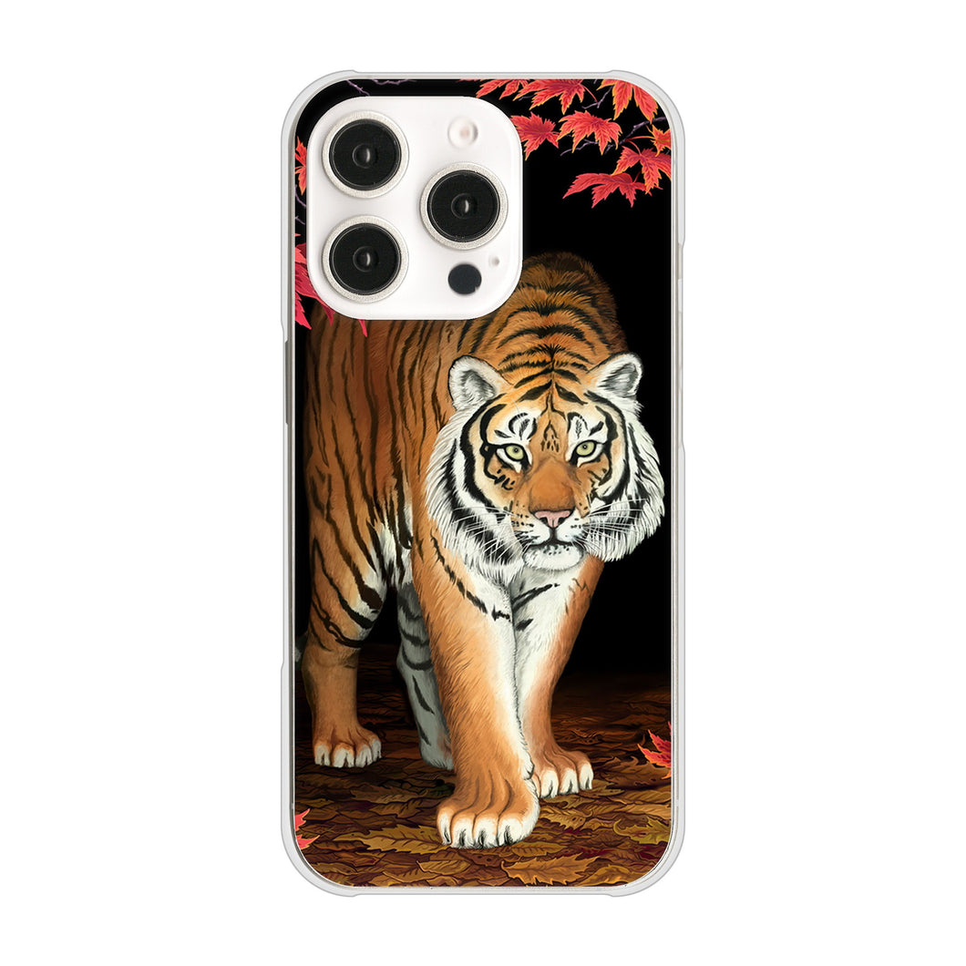 iPhone16 Pro 高画質仕上げ 背面印刷 ハードケース 【177 もみじと虎】