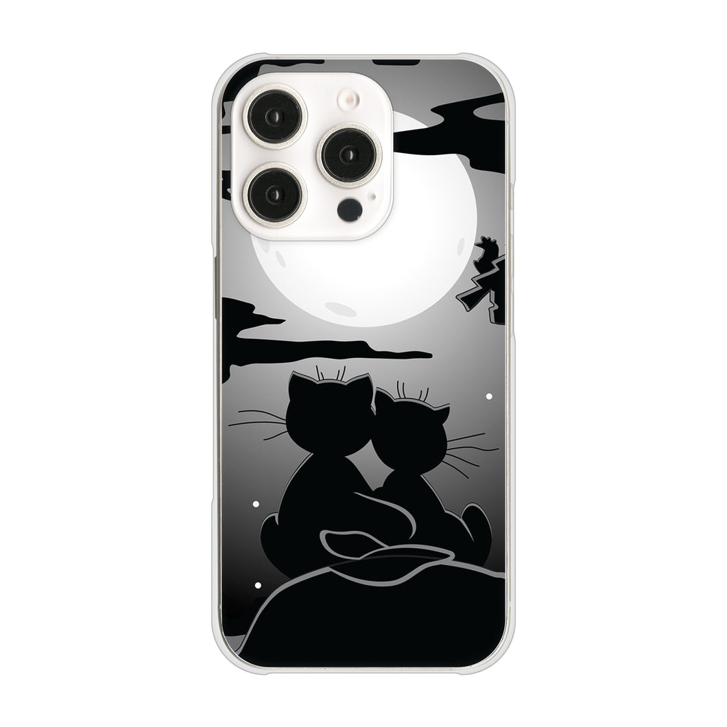 iPhone16 Pro 高画質仕上げ 背面印刷 ハードケース夜とネコ