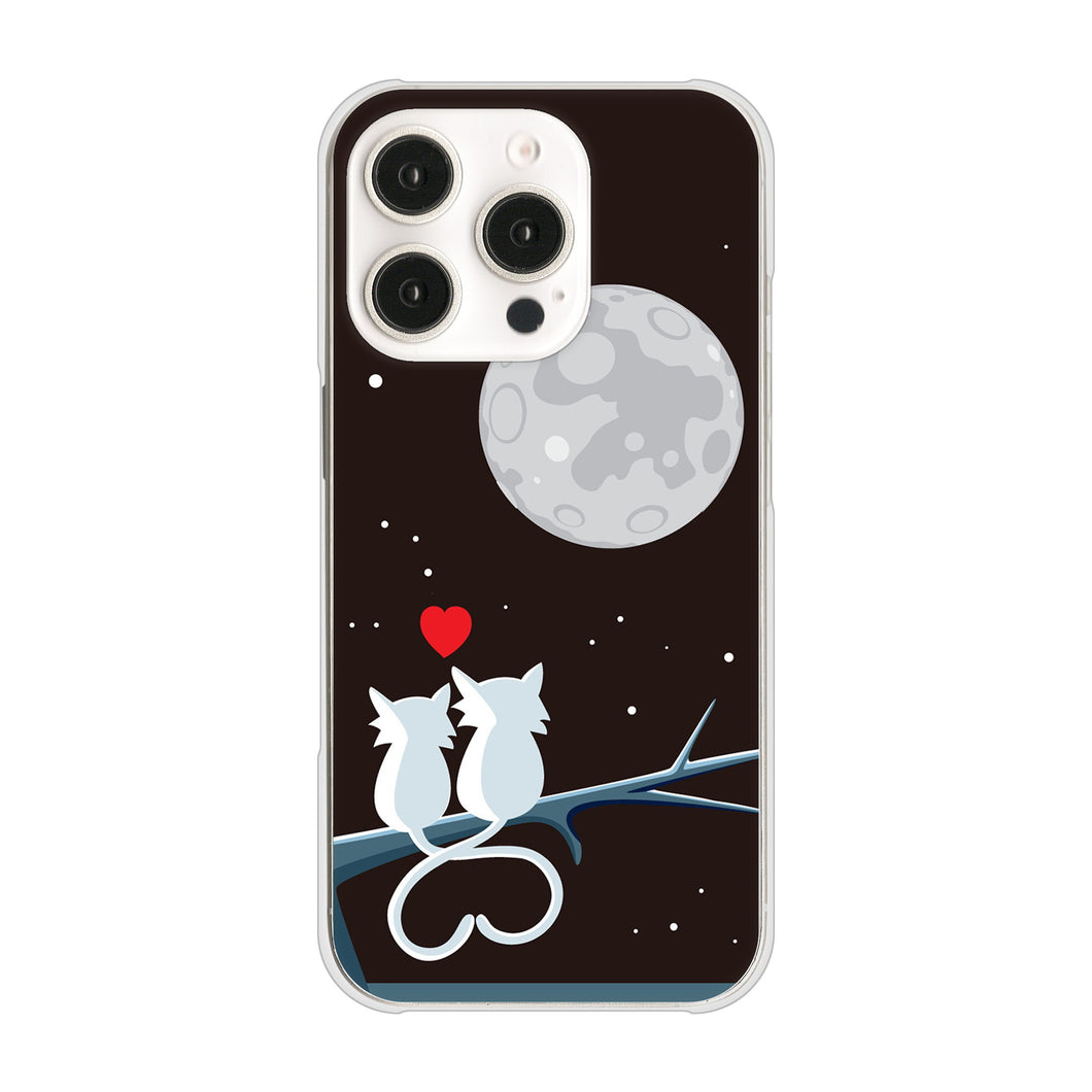 iPhone16 Pro 高画質仕上げ 背面印刷 ハードケース夜とネコ
