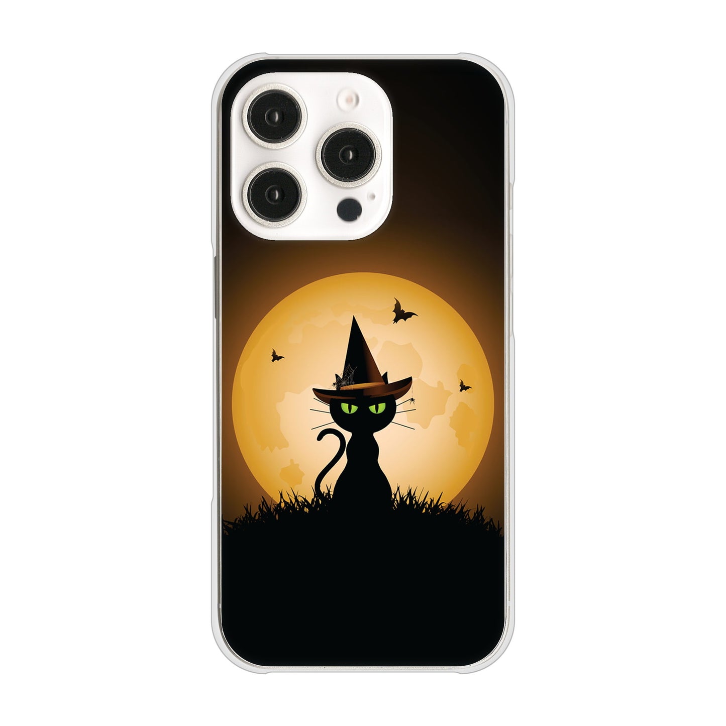 iPhone16 Pro 高画質仕上げ 背面印刷 ハードケース夜とネコ