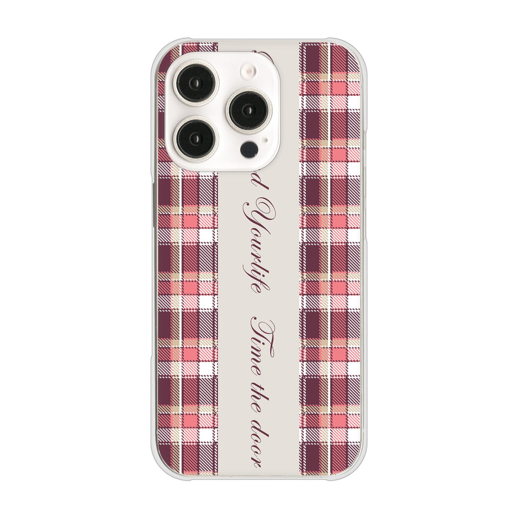 iPhone16 Pro 高画質仕上げ 背面印刷 ハードケースピンクチェック