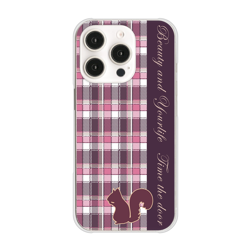 iPhone16 Pro 高画質仕上げ 背面印刷 ハードケースピンクチェック