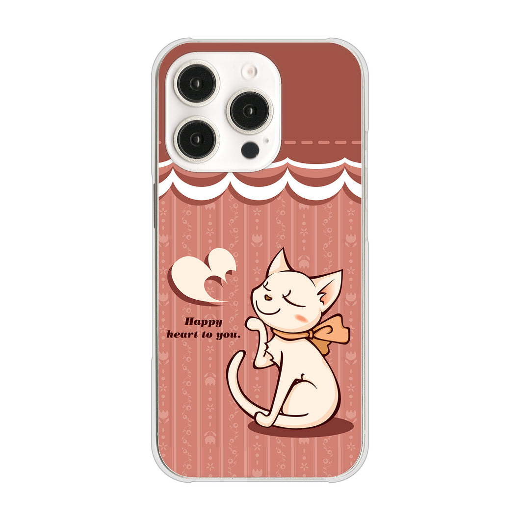 iPhone16 Pro 高画質仕上げ 背面印刷 ハードケース 【1102 ネコの投げキッス】