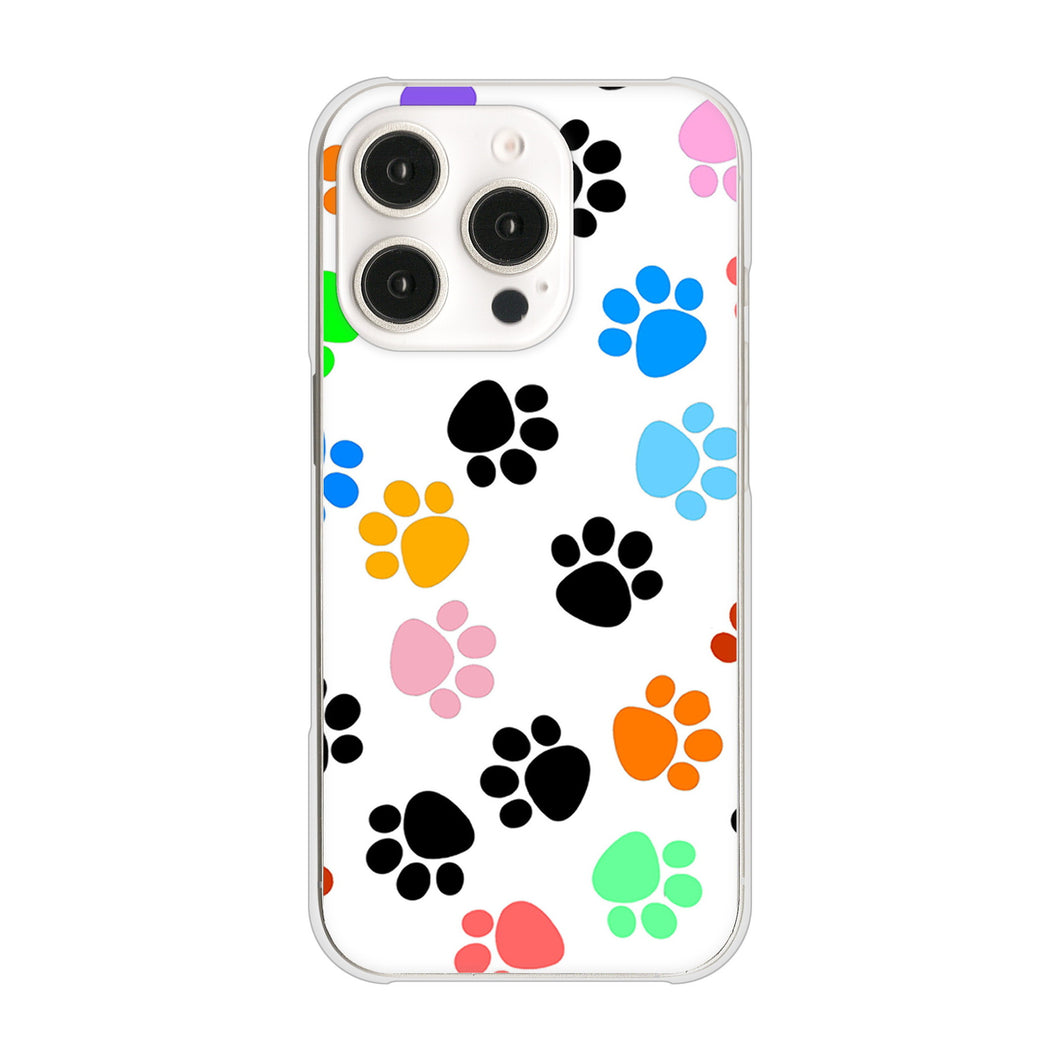 iPhone16 Pro 高画質仕上げ 背面印刷 ハードケース 【1108 あしあとカラフル】