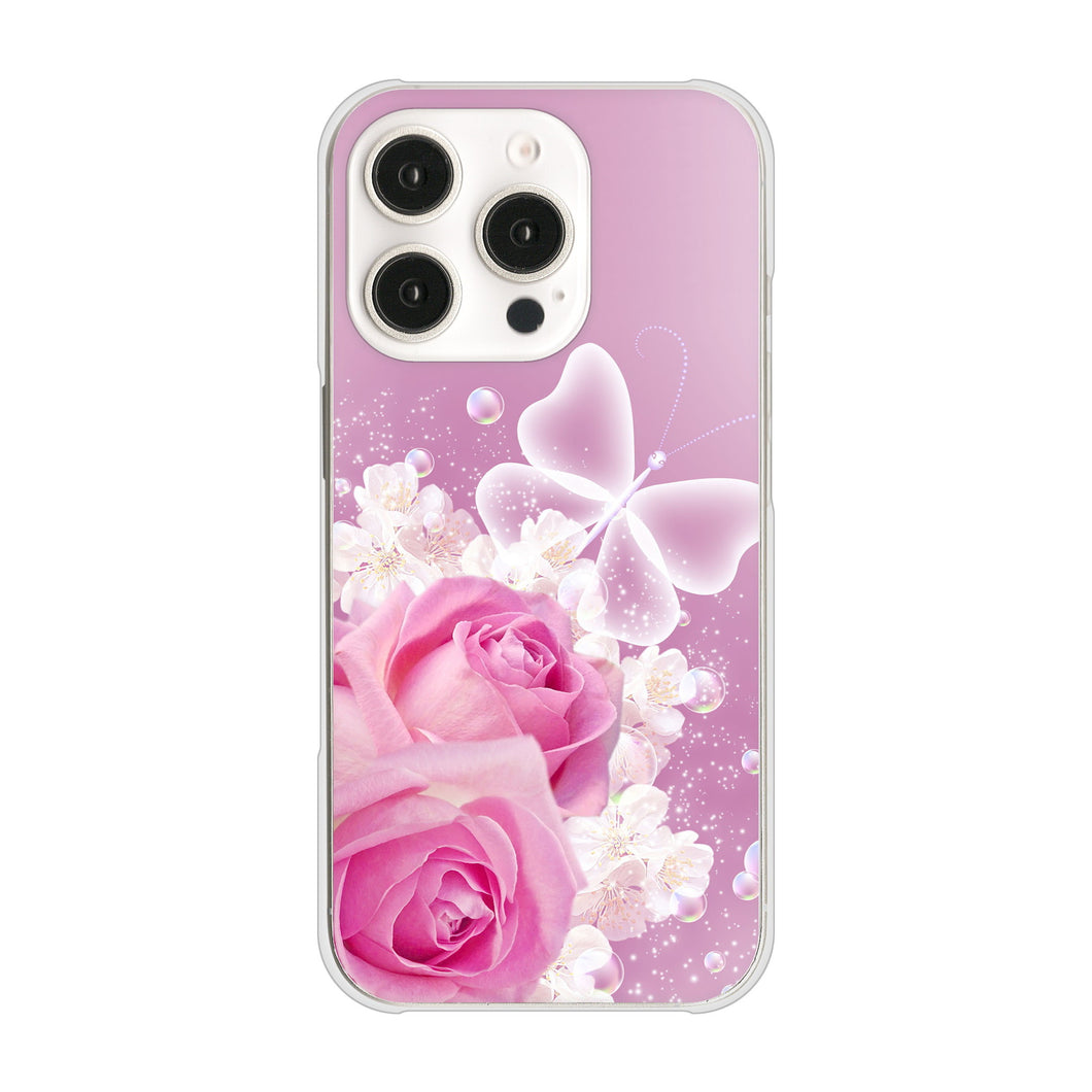iPhone16 Pro 高画質仕上げ 背面印刷 ハードケースロマンチックなバラ