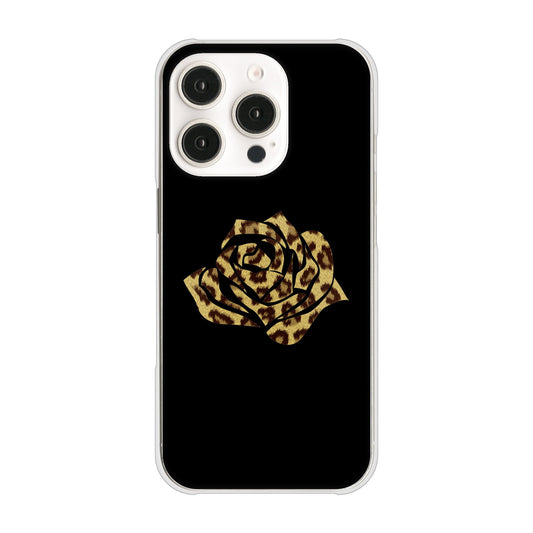 iPhone16 Pro 高画質仕上げ 背面印刷 ハードケース 【1184 ヒョウのバラ(茶)】
