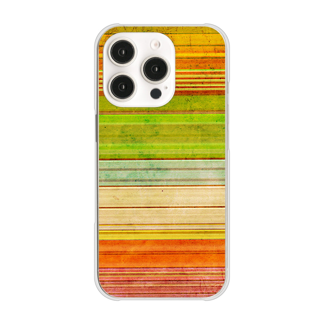 iPhone16 Pro 高画質仕上げ 背面印刷 ハードケース 【1324 ビンテージボーダー(色彩)】