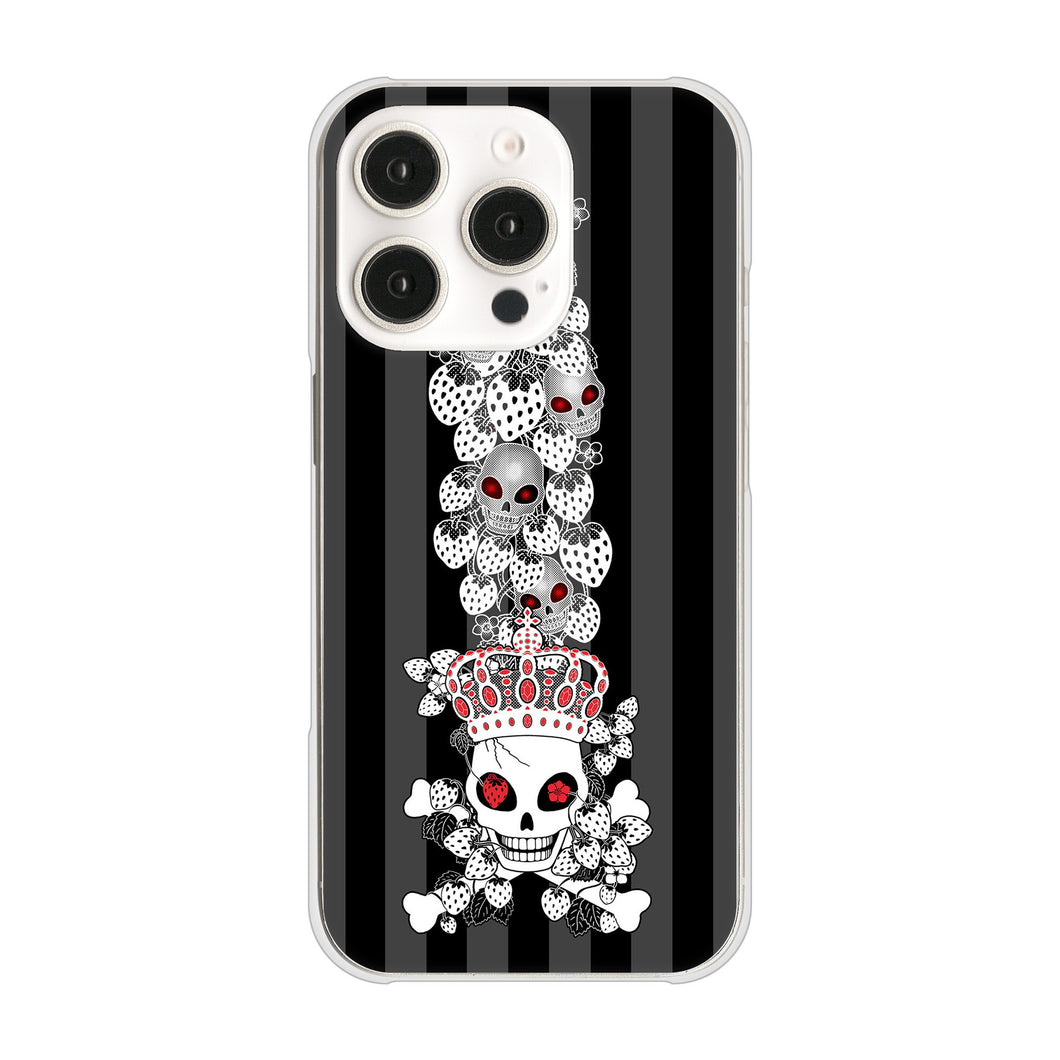 iPhone16 Pro 高画質仕上げ 背面印刷 ハードケースむかいあぐる 苺骸骨王冠蔦