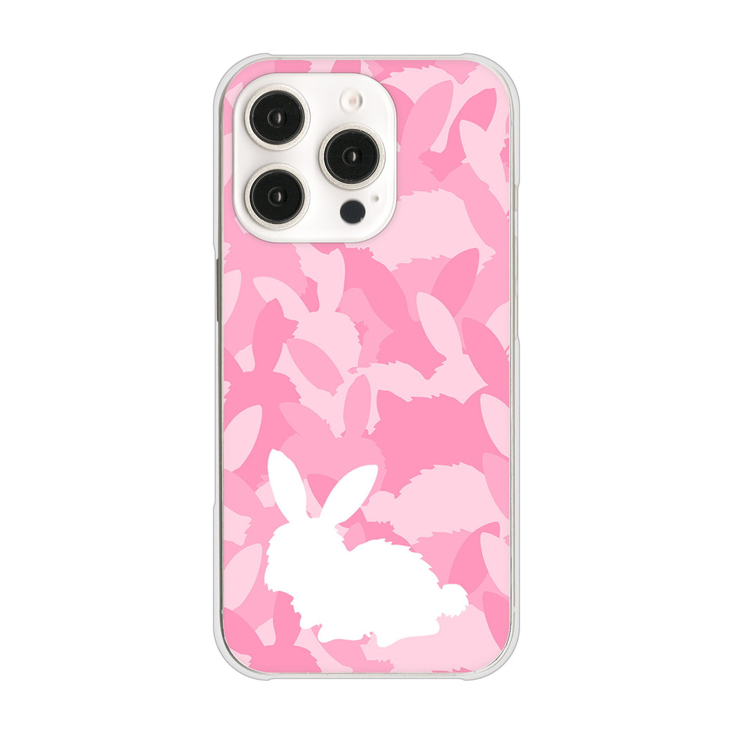 iPhone16 Pro 高画質仕上げ 背面印刷 ハードケースむかいあぐる うさぎ迷彩風