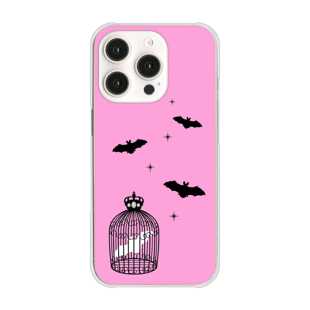 iPhone16 Pro 高画質仕上げ 背面印刷 ハードケースむかいあぐる こうもりの王冠鳥かご