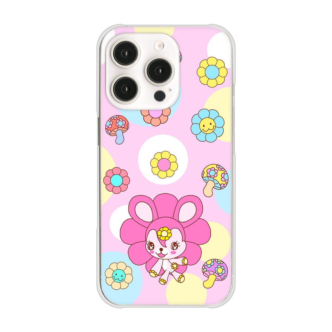 iPhone16 Pro 高画質仕上げ 背面印刷 ハードケースむかいあぐる フラワーうさぎのフラッピョン