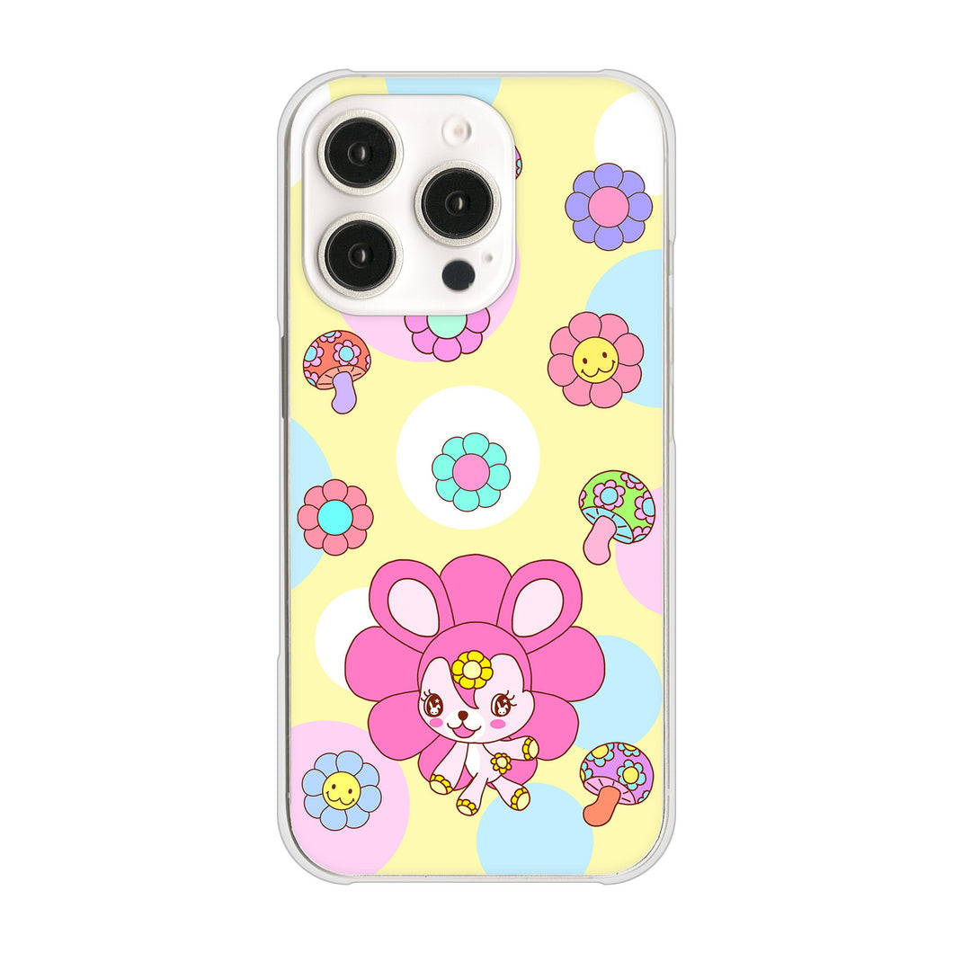 iPhone16 Pro 高画質仕上げ 背面印刷 ハードケースむかいあぐる フラワーうさぎのフラッピョン