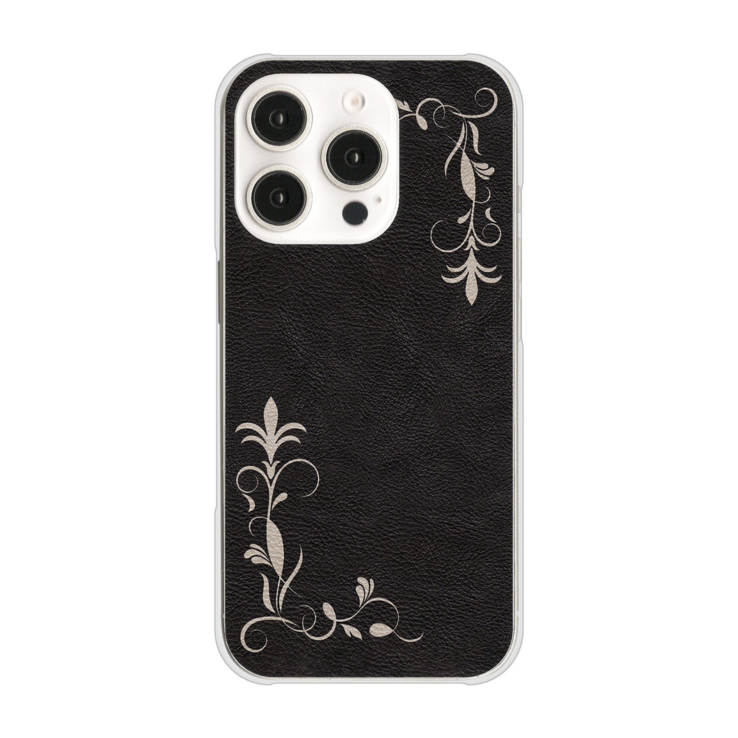 iPhone16 Pro 高画質仕上げ 背面印刷 ハードケース 【EK825 レザー風グラスフレーム】