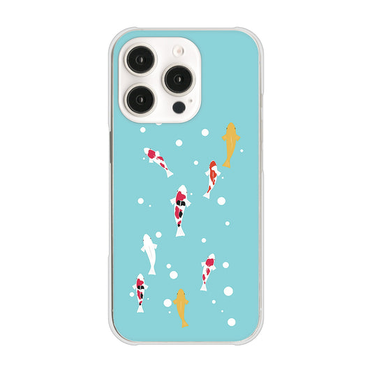 iPhone16 Pro 高画質仕上げ 背面印刷 ハードケース 【KG800 コイの遊泳】
