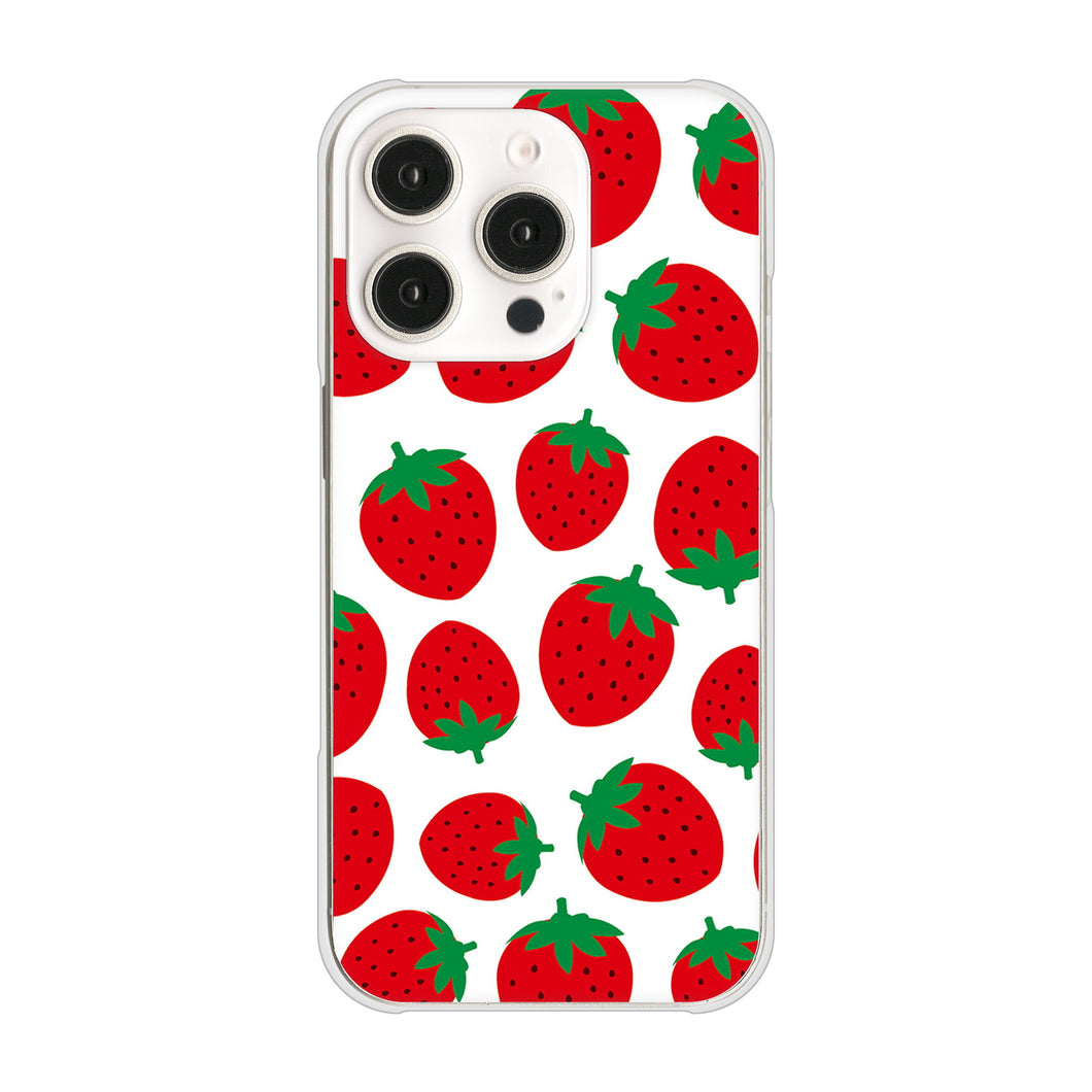 iPhone16 Pro 高画質仕上げ 背面印刷 ハードケース小さいイチゴ模様