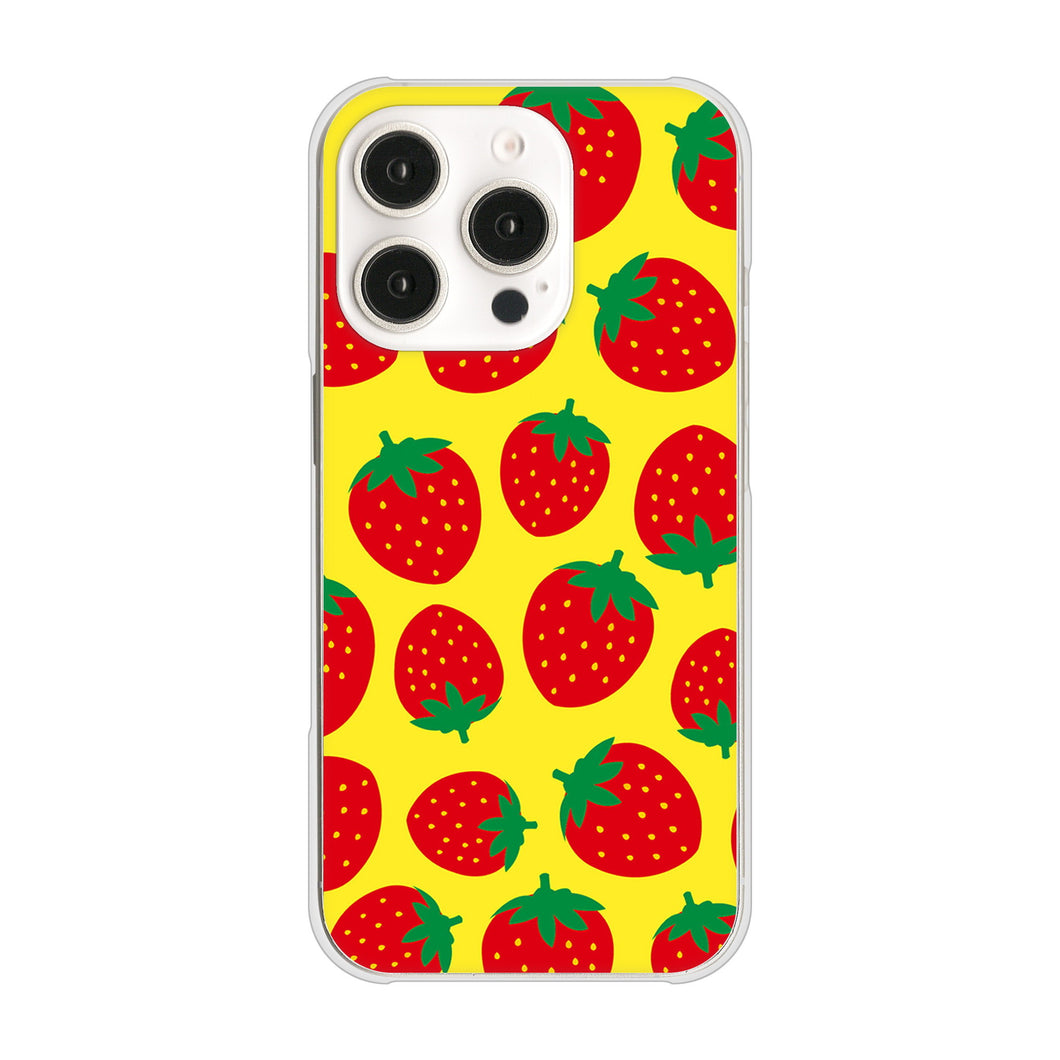 iPhone16 Pro 高画質仕上げ 背面印刷 ハードケース小さいイチゴ模様