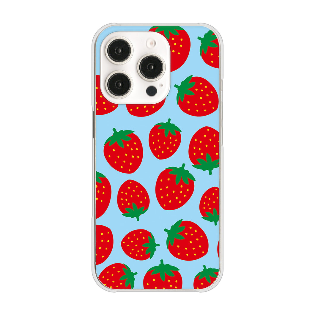iPhone16 Pro 高画質仕上げ 背面印刷 ハードケース小さいイチゴ模様