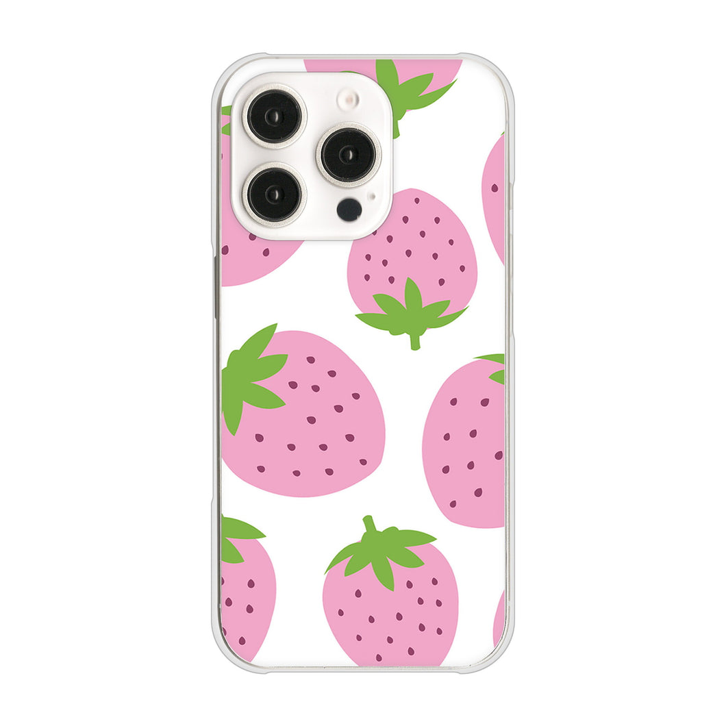 iPhone16 Pro 高画質仕上げ 背面印刷 ハードケース大きいイチゴ模様