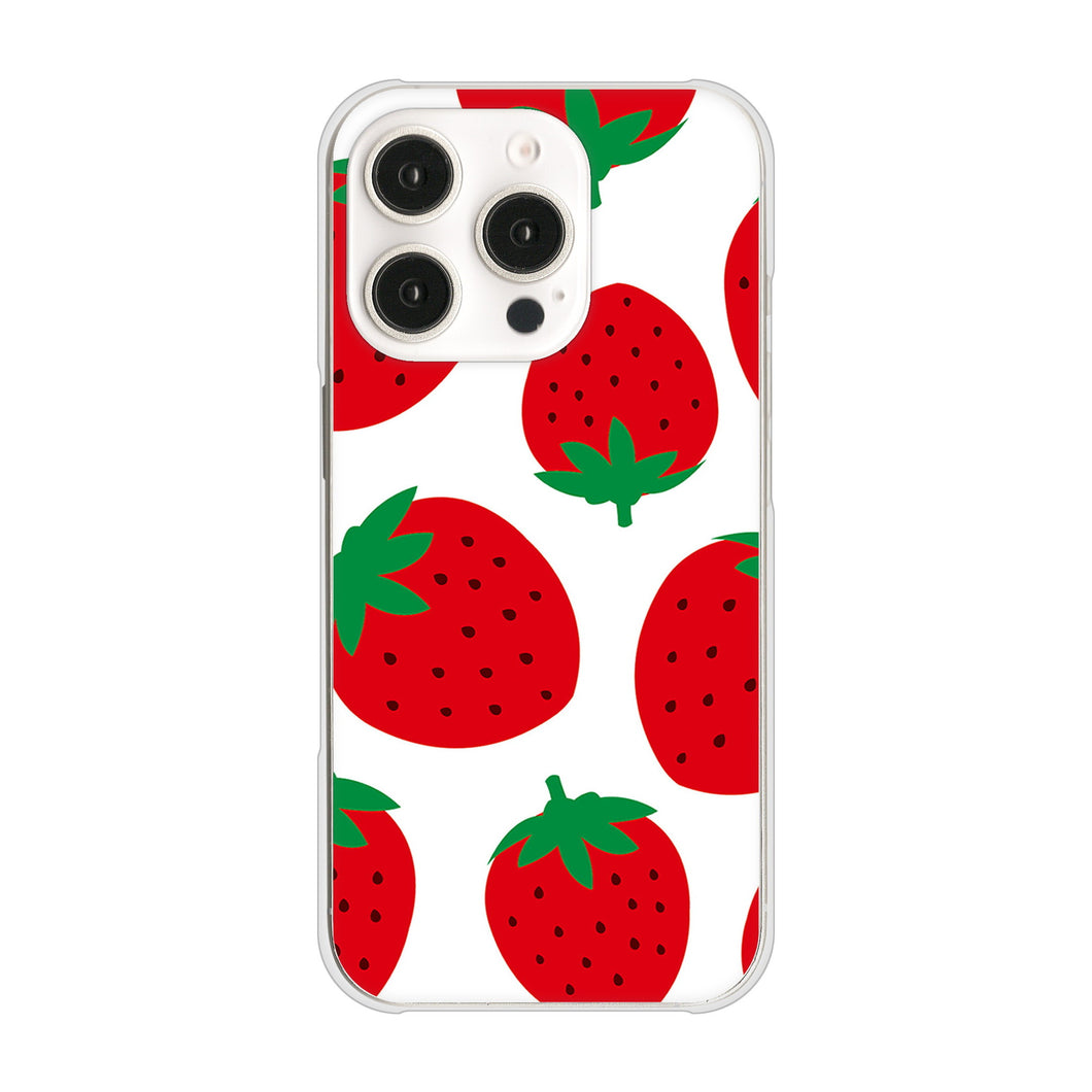 iPhone16 Pro 高画質仕上げ 背面印刷 ハードケース大きいイチゴ模様