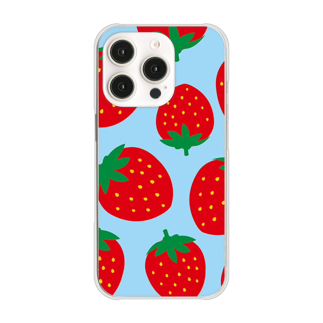 iPhone16 Pro 高画質仕上げ 背面印刷 ハードケース大きいイチゴ模様