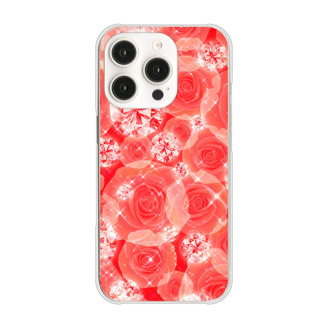 iPhone16 Pro 高画質仕上げ 背面印刷 ハードケース 【VA816 ダイヤモンドとバラ】