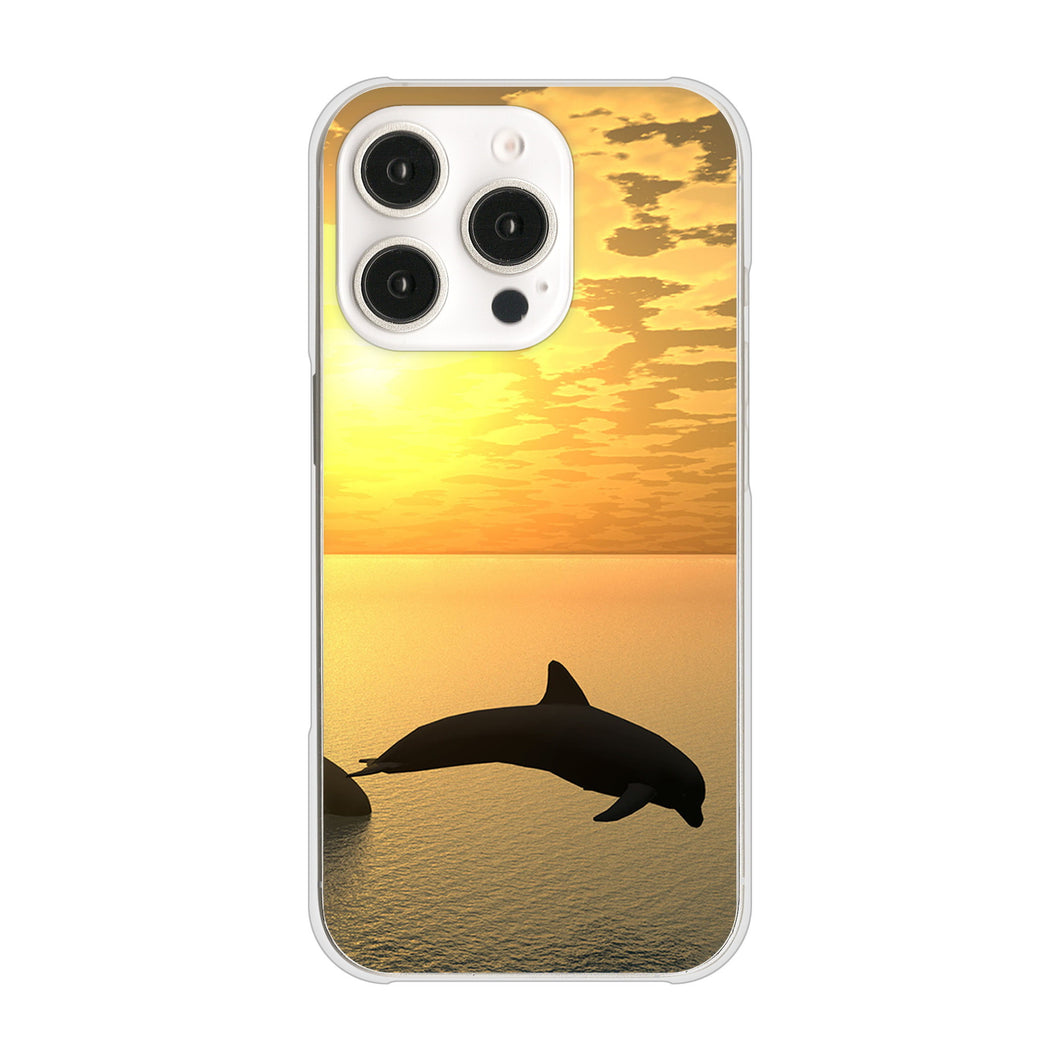 iPhone16 Pro 高画質仕上げ 背面印刷 ハードケース 【VA845 夕暮れのドルフィン】