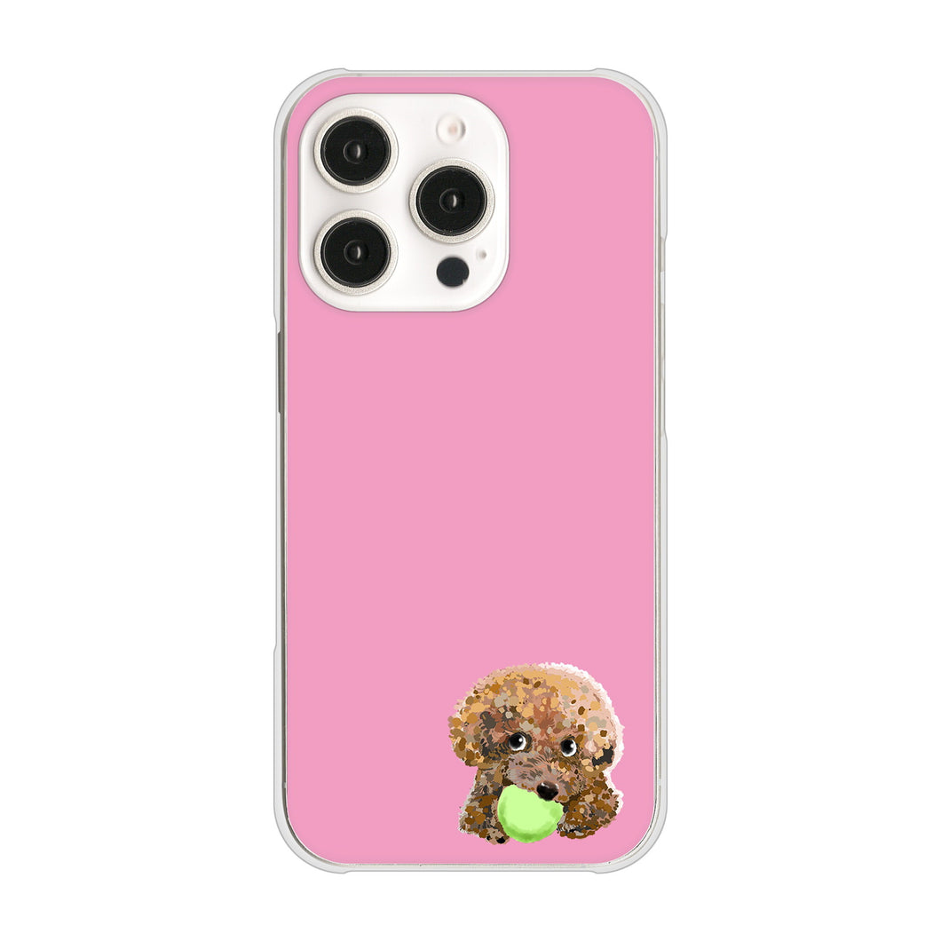 iPhone16 Pro 高画質仕上げ 背面印刷 ハードケーストイプードル&ボール