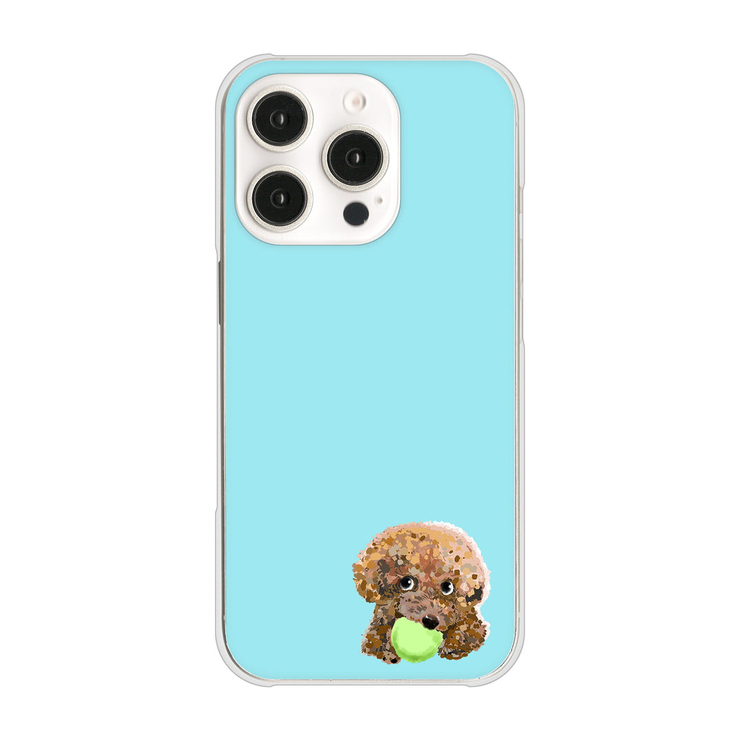 iPhone16 Pro 高画質仕上げ 背面印刷 ハードケーストイプードル&ボール
