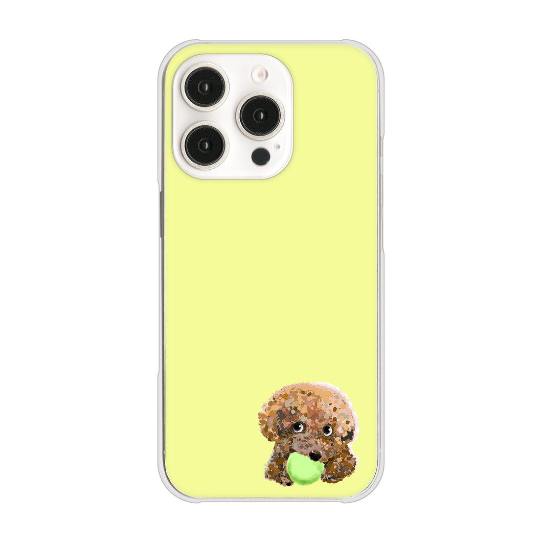 iPhone16 Pro 高画質仕上げ 背面印刷 ハードケーストイプードル&ボール