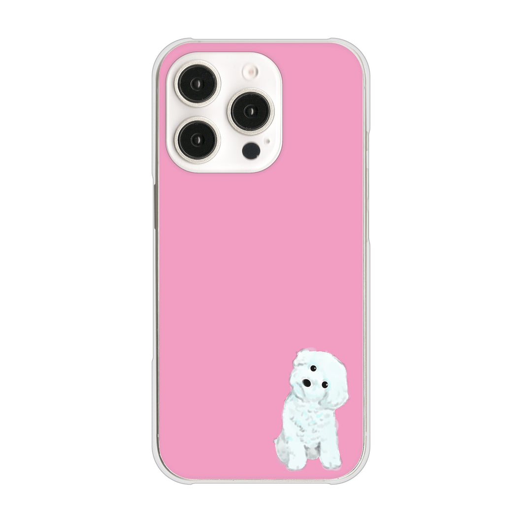 iPhone16 Pro 高画質仕上げ 背面印刷 ハードケーストイプードルホワイト