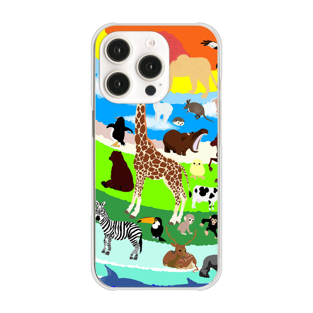 iPhone16 Pro 高画質仕上げ 背面印刷 ハードケース 【YJ201 アニマルプラネット】