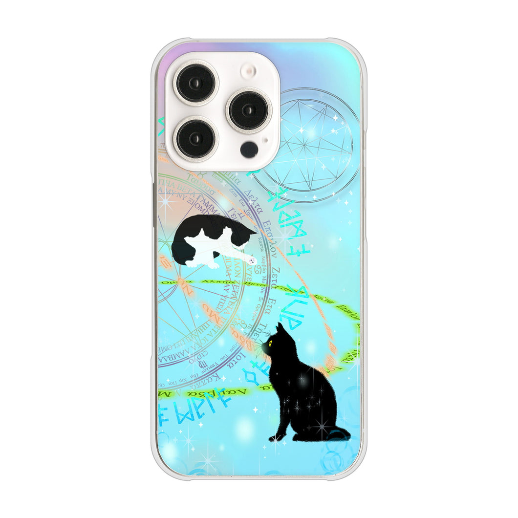 iPhone16 Pro 高画質仕上げ 背面印刷 ハードケース魔法陣猫