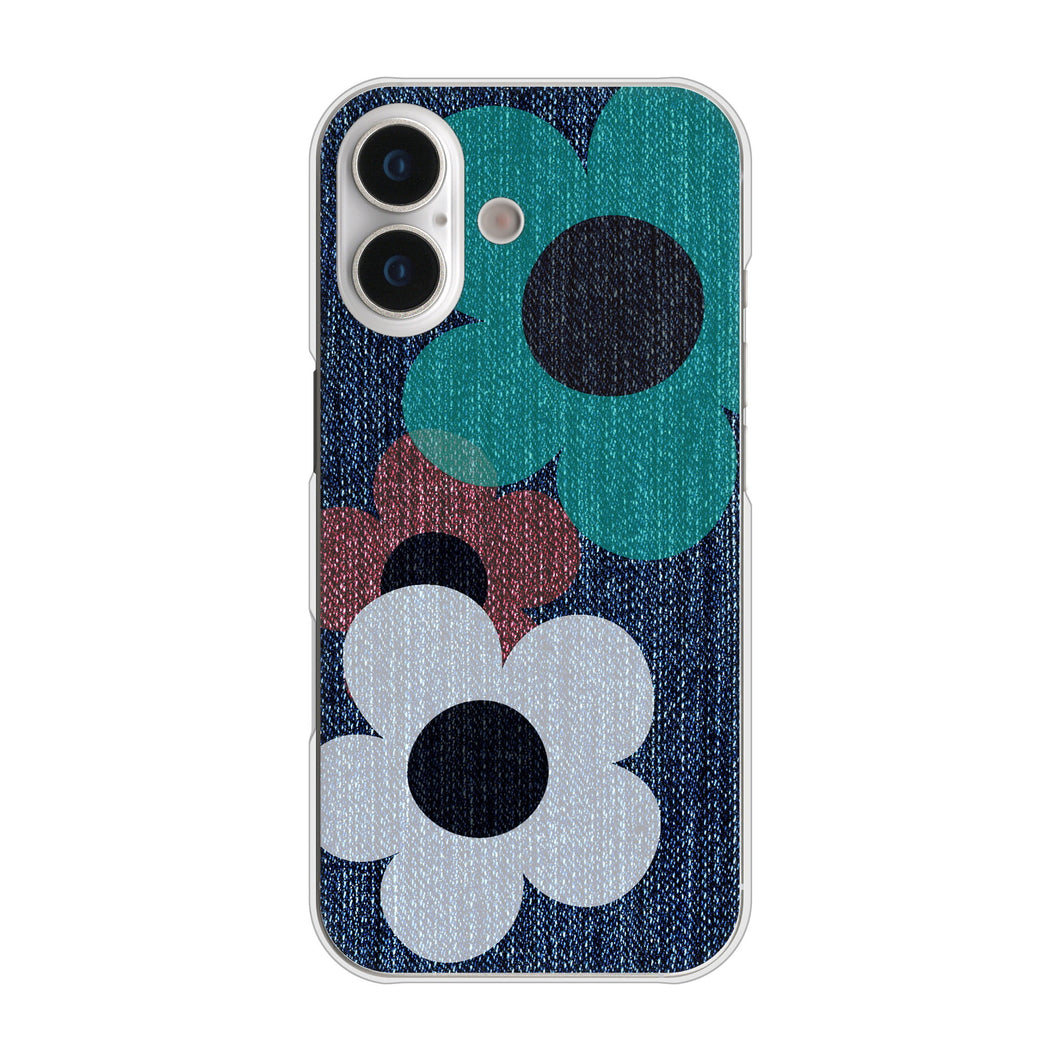 iPhone17 高画質仕上げ 背面印刷 ハードケース 【EK869 ルーズフラワーinデニム風】
