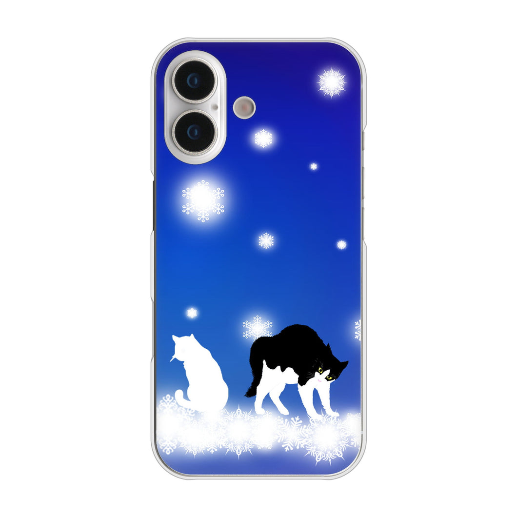 iPhone17 高画質仕上げ 背面印刷 ハードケース 【YJ335 雪の結晶 はちわれ】