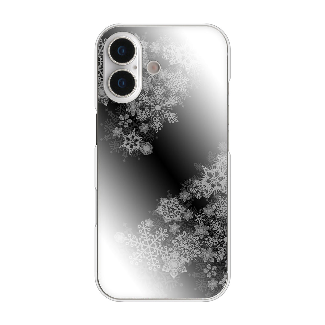 iPhone17 高画質仕上げ 背面印刷 ハードケース 【YJ340 モノトーン 雪の結晶 】
