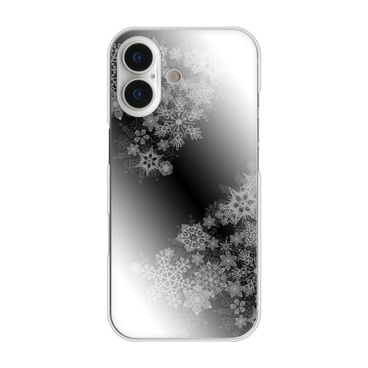 iPhone17 高画質仕上げ 背面印刷 ハードケース 【YJ340 モノトーン 雪の結晶 】