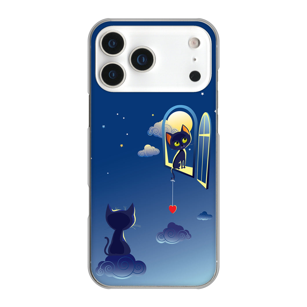 iPhone17 Pro Max 高画質仕上げ 背面印刷 ハードケース夜とネコ