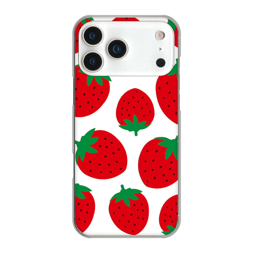 iPhone17 Pro Max 高画質仕上げ 背面印刷 ハードケース大きいイチゴ模様
