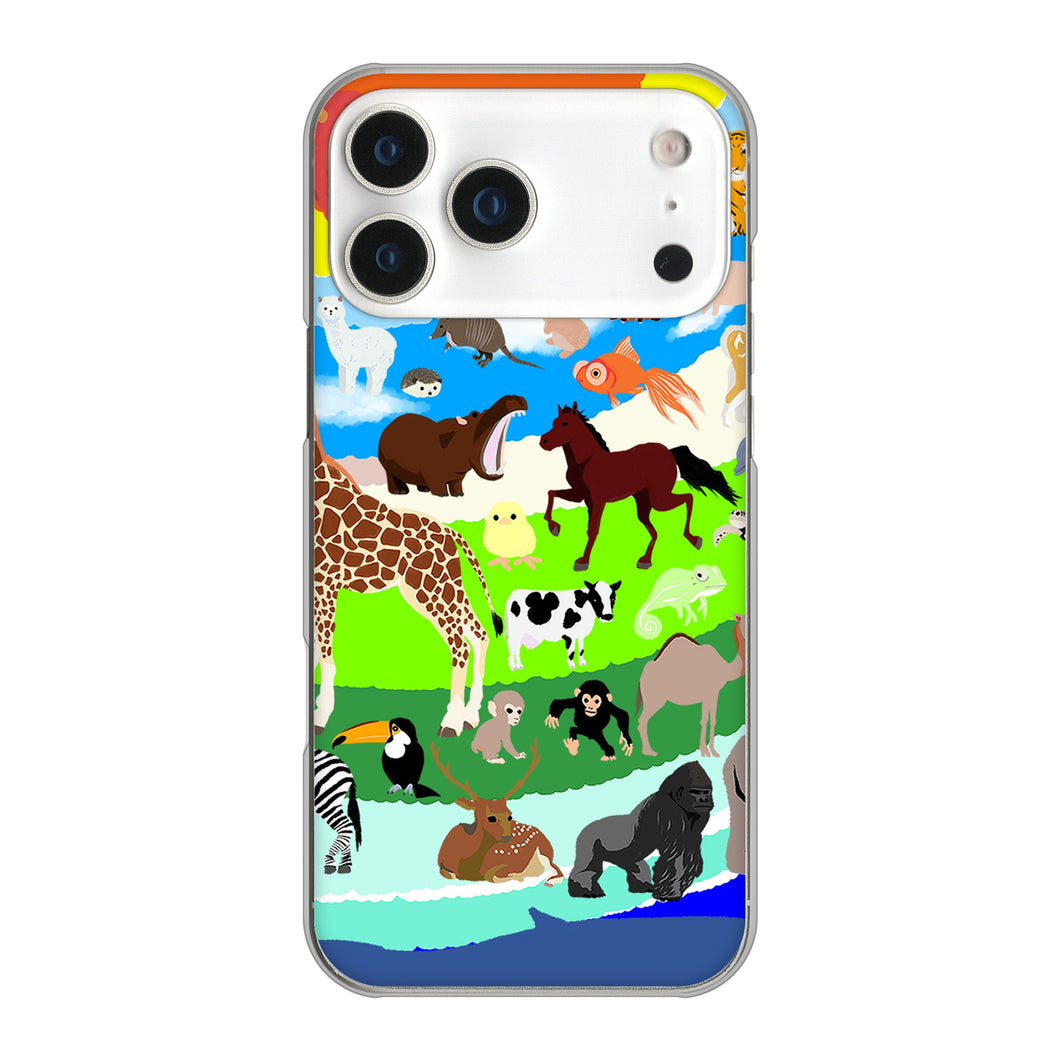 iPhone17 Pro Max 高画質仕上げ 背面印刷 ハードケース 【YJ201 アニマルプラネット】