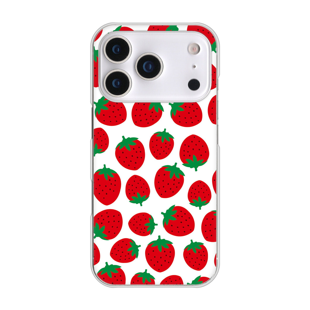 iPhone17 Pro 高画質仕上げ 背面印刷 ハードケース小さいイチゴ模様