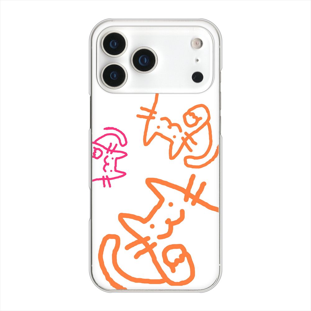 iPhone18 Pro Max 高画質仕上げ 背面印刷 ハードケース 【1098 手まねきする3匹のネコ】