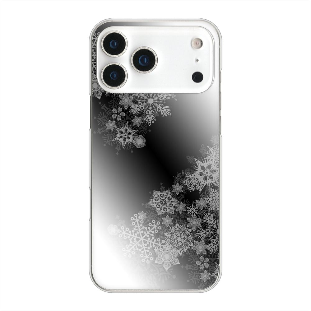 iPhone18 Pro Max 高画質仕上げ 背面印刷 ハードケース 【YJ340 モノトーン 雪の結晶 】