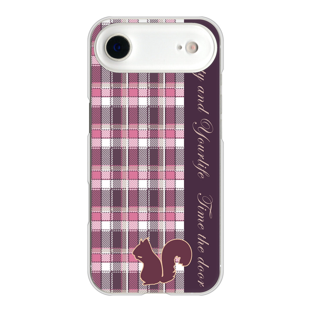 iPhone Air 高画質仕上げ 背面印刷 ハードケースピンクチェック